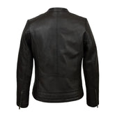 Schwarze Bikerjacke aus Schaffell im Slim-Fit für Damen